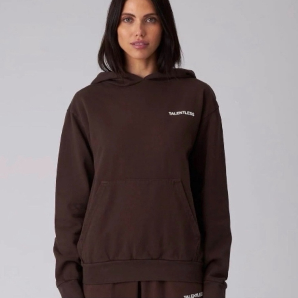 TALENTLESS Brown Crewneck Hoodie with Subtle Logo